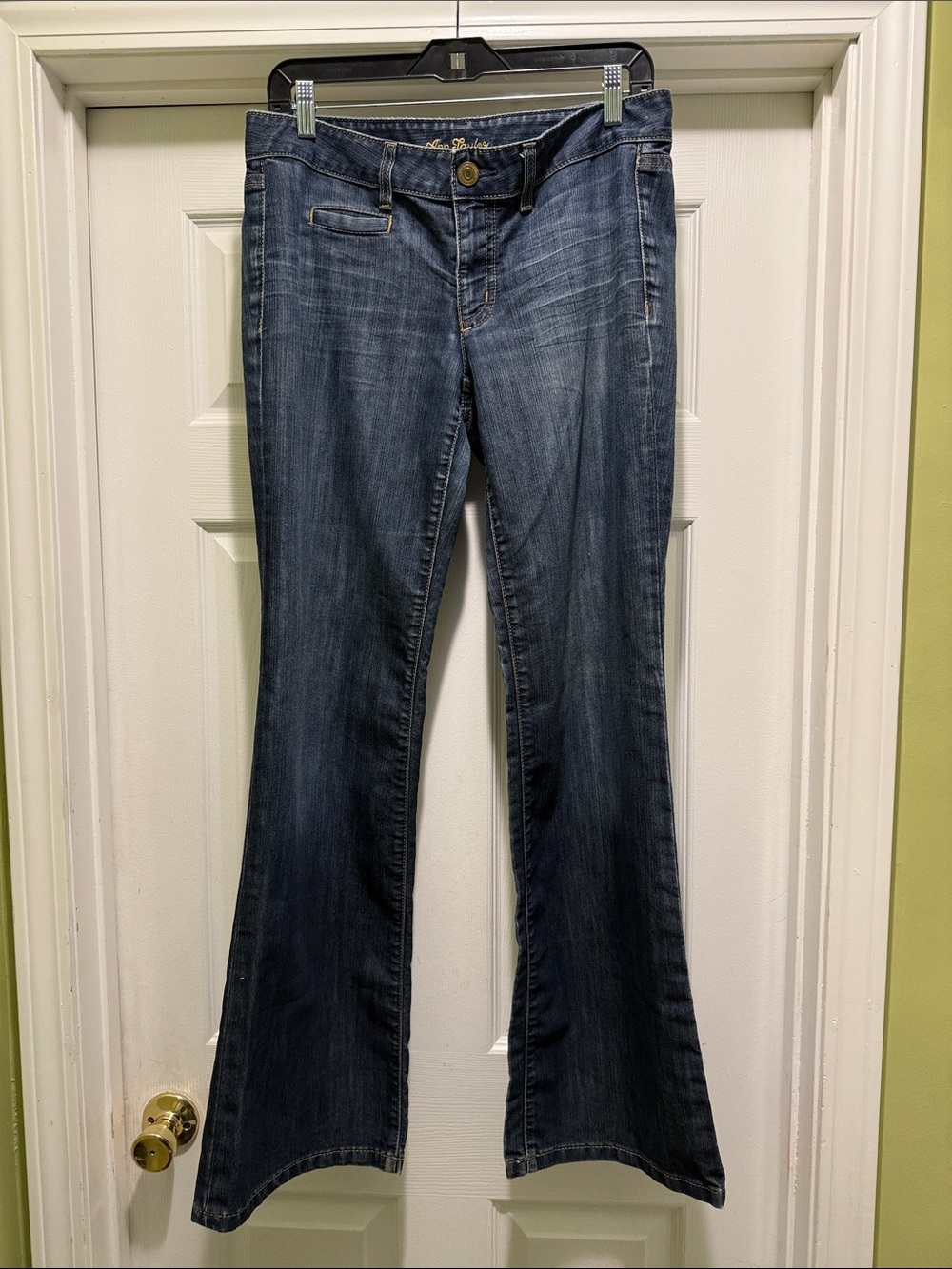 Ann Taylor Y2K Mid Rise Flare Jeans Lindsay Back Flap Pockets size 8